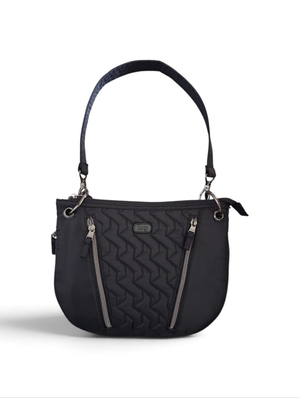 Lug Swivel Black Quilted Convertible Handbag RFID Lined